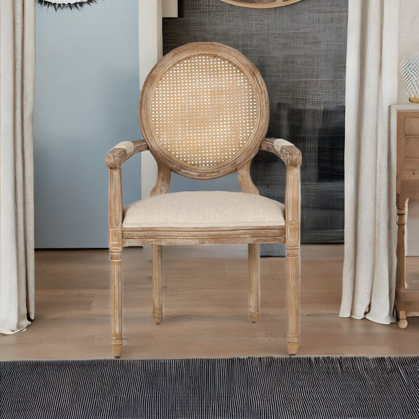 Antalya Modern Rattan Solid Mango Wood Round 4 Seater Dining Table Set