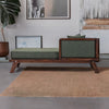 Classic SheeshamWood and Fabric Brown and Green Chaise Lounge