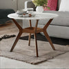 Modern Solid Wood Round Marble Top 4 Seater Dining Table Set