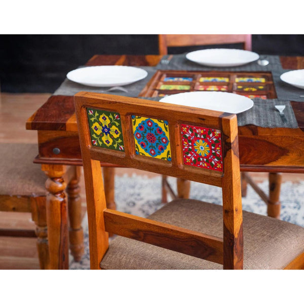 Traditional Solid Sheesham Wood 4 Seater Dining Table Set