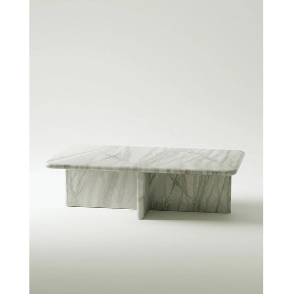 White Coffee Table in Solid Stone Marble