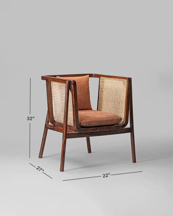 Classic Rattan Sheesham Wood Lounge Chair