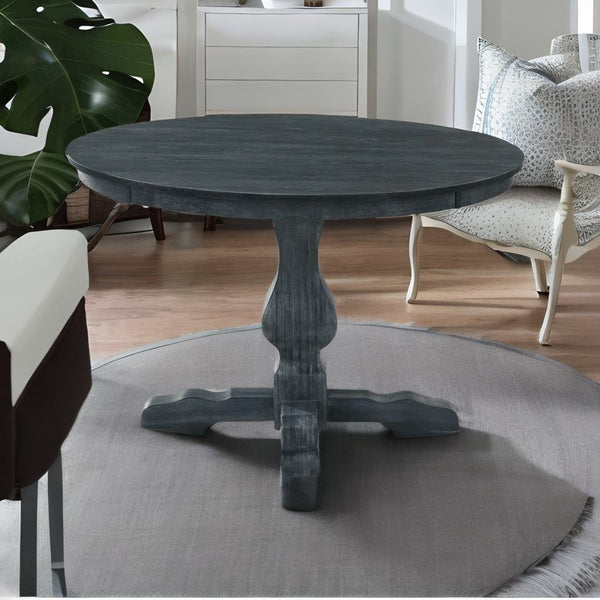 Rattan Solid Mango Wood 4 Seater Round Dining Table Set