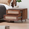Classic Rattan Sheesham Solid Wood Brown Finish Bedside Table