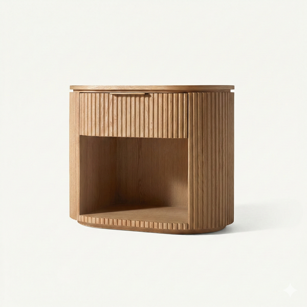 Clayne Oak Wood Bedside Table With 1 Drawer