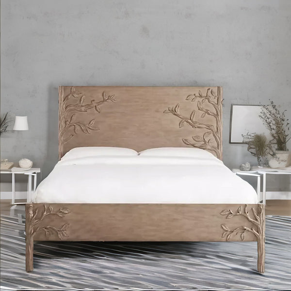 Viola Luxury Hand Carved Solid Wood Bed - All Sizes
