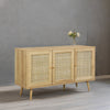 Modern Rattan Solid Wood Natural Finish Sideboard