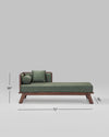 Classic SheeshamWood and Fabric Brown and Green Chaise Lounge