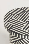 Bone Inlay Side Table - Geometric pattern
