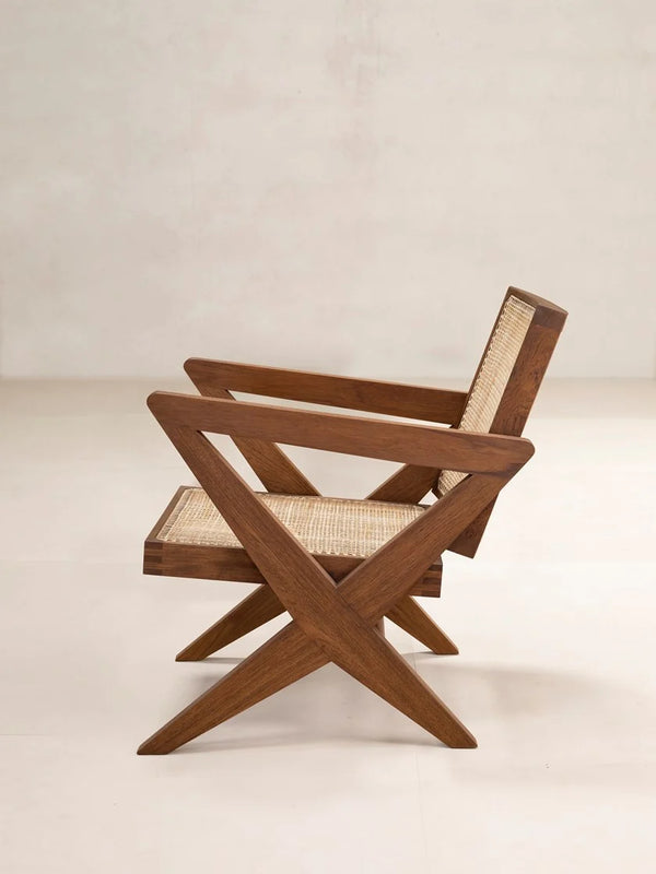 Rattan Modern Cane Armchair In Natural Finish