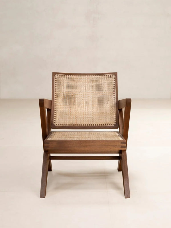 Rattan Modern Cane Armchair In Natural Finish