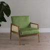 Solid Wood Green Velvet Walnut Frame Rattan Armchair