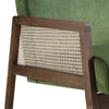 Solid Wood Green Velvet Walnut Frame Rattan Armchair