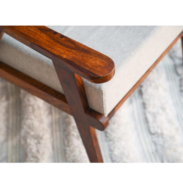 Modern sheesham Wood and Fabric Lounge Chair