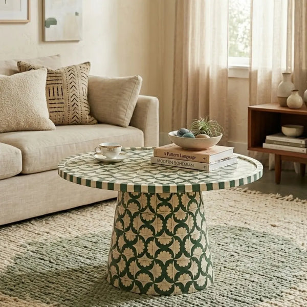 Aasiaat Bone Inlay Round Table 