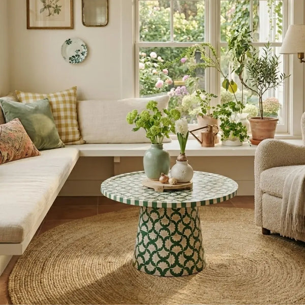 Aasiaat Bone Inlay Round Table
