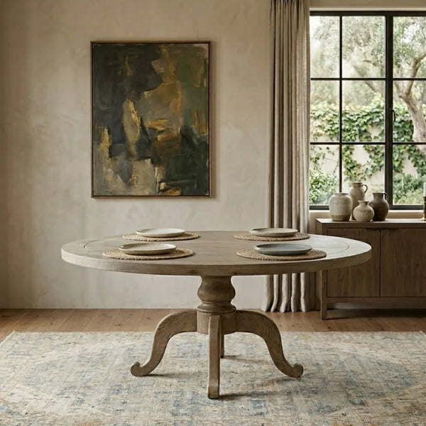 Adele Solid Wood 6 Seater Round Dining Table