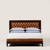 Alesund Solid Wood Leather Bed - All Sizes 