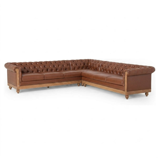 Altamira Solid Wood Leather Sectional Sofa