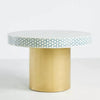 Amaya Luxury Bone Inlay Round Dining Table, side angle