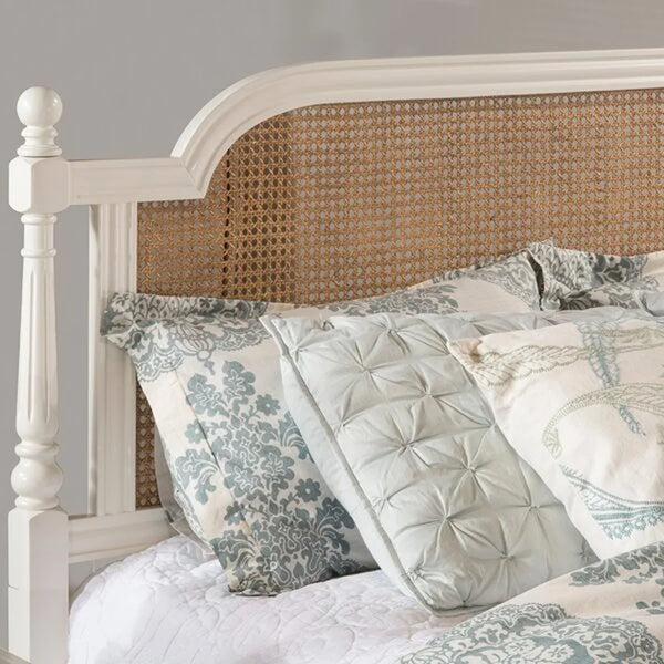 Ambre French Solid Wood Rattan Bed- All Sizes