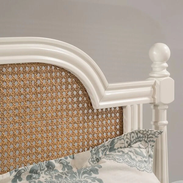 Ambre French Solid Wood Rattan Bed- All Sizes