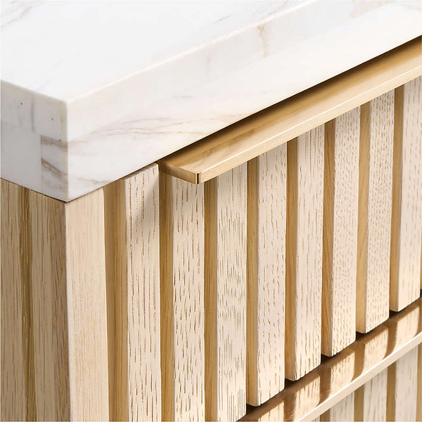 Antalya Natural Oak Wood Desk With White Marble Top