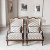 Traditional Pair of Luxurious Teakwood Walnut Wing Chair