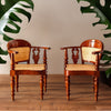 Traditional Luxurious Teakwood Corner Chair with Cane