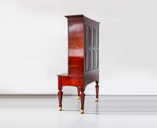 Traditional & Luxurious Carved Teakwood Glass Front Cabinet