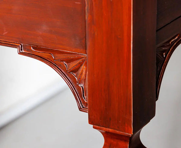 Traditional & Luxurious Carved Teakwood Glass Front Cabinet