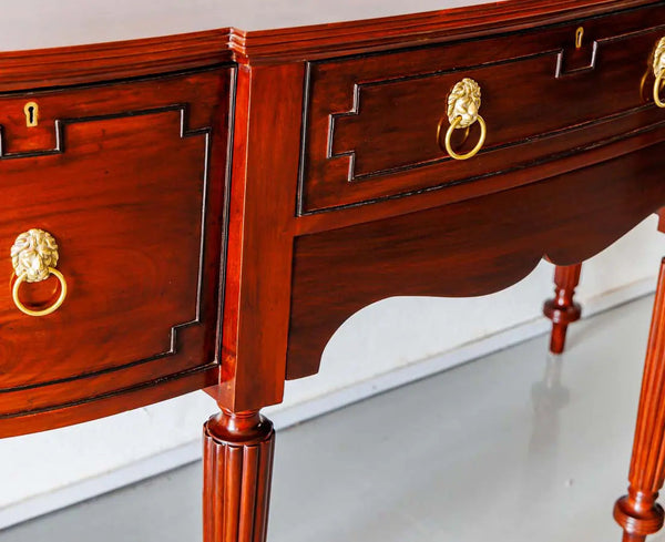 Traditional & Luxurious Teakwood Front Bow Study Table