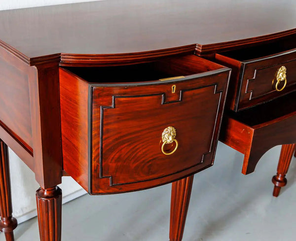 Traditional & Luxurious Teakwood Front Bow Study Table