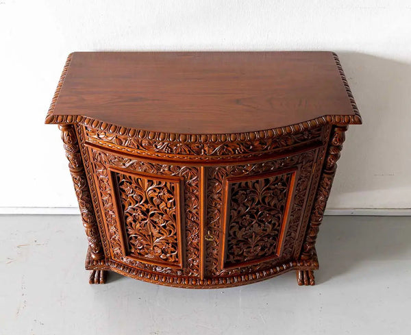 Traditional & Luxurious Teakwood Floral Carved Sideboard
