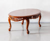 Classic Teakwood Round Dining Table with Carved Floral Design