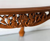 Classic Teakwood Round Dining Table with Carved Floral Design