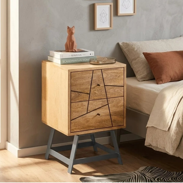Antwerp Solid Mango Wood With 2 Drawer Bedside Table