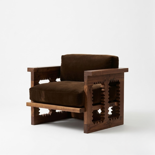 Athlone Solid Wood & Velvet armchair with armrests