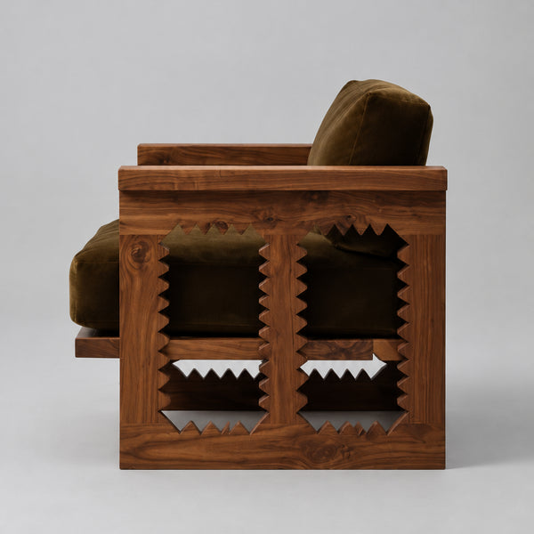 Athlone Solid Wood & Velvet armchair with armrests