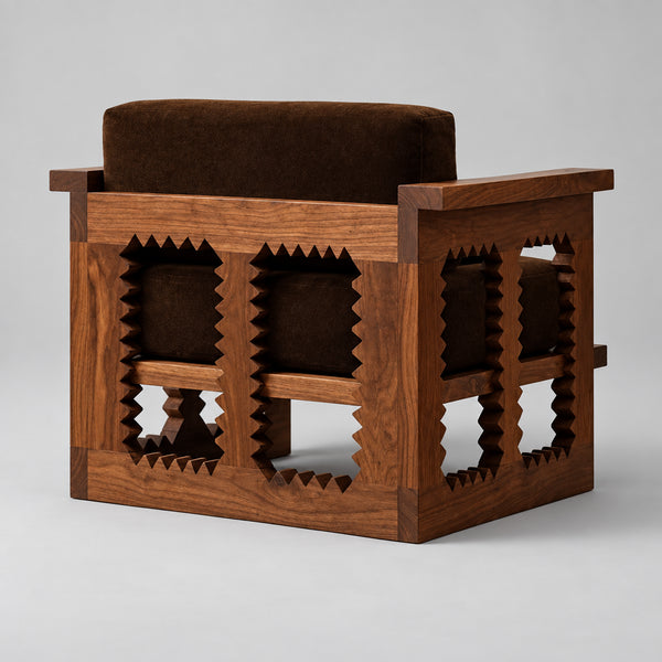 Athlone Solid Wood & Velvet armchair with armrests