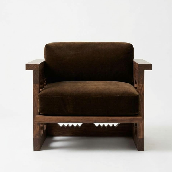 Athlone Solid Wood & Velvet armchair with armrests