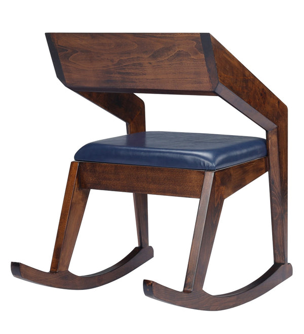 Atlantis Solid Wood Rocking Chair in Brown & Dark Blue Colour