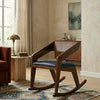 Atlantis Solid Wood Rocking Chair in Brown & Dark Blue Colour