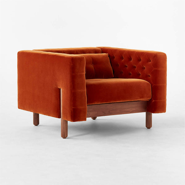 Atlantis Solid Wood & Velvet Single Seater Accent Chairs