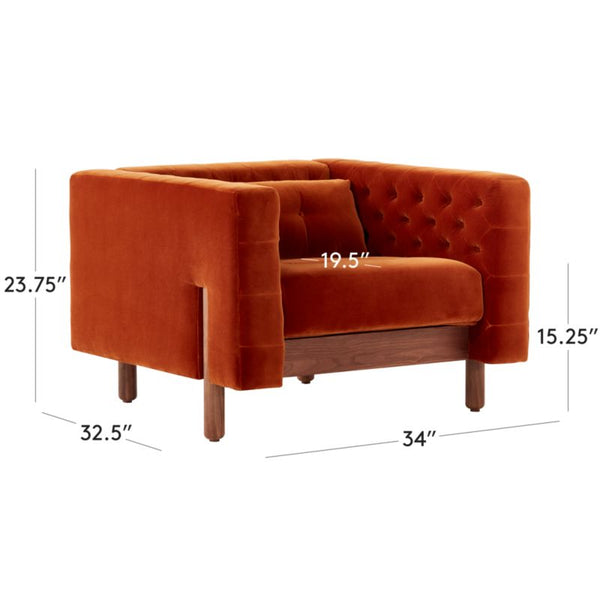 Atlantis Solid Wood & Velvet Single Seater Accent Chairs