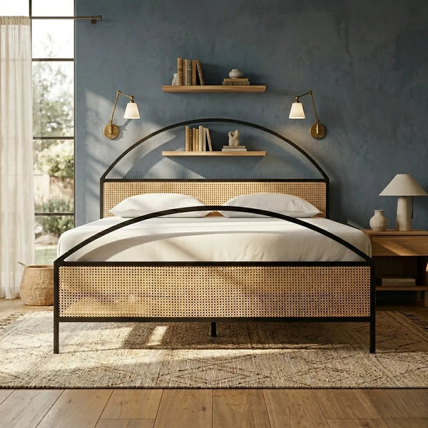 Augusta Solid Wood Rattan Arch Bed-All Sizes