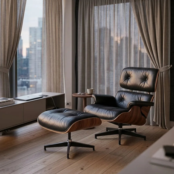 Austin Leatherette Lounge Chair With Foot Rest
