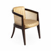 Classic Rattan Solid Wood Leather Arm Chair - Golden Finish