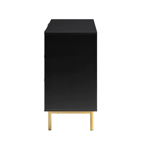 Modern Solid Wood Chest of 6 Drawer - Black Finish