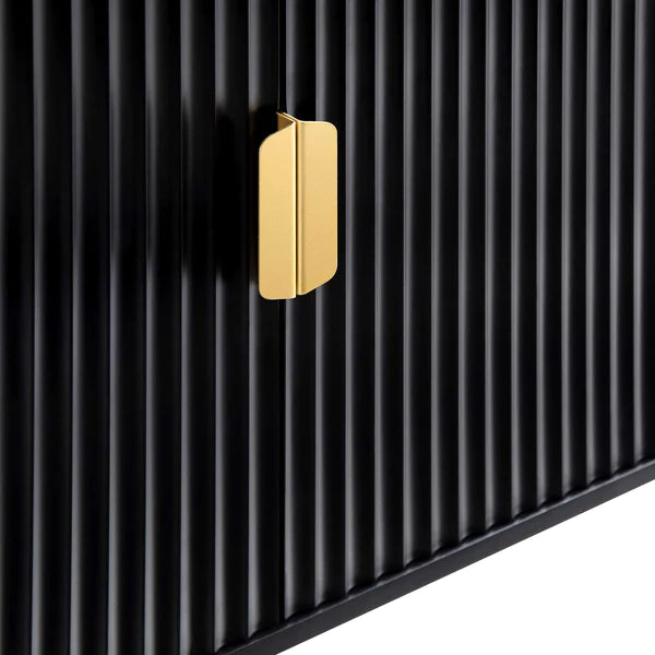 Modern Solid Wood Stripped Design Sideboard - Black finish